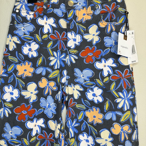 Originality Big Girls 7-16 High Elastic Waistband Printed Twill Floral Pant Sz S - Picture 3 of 9